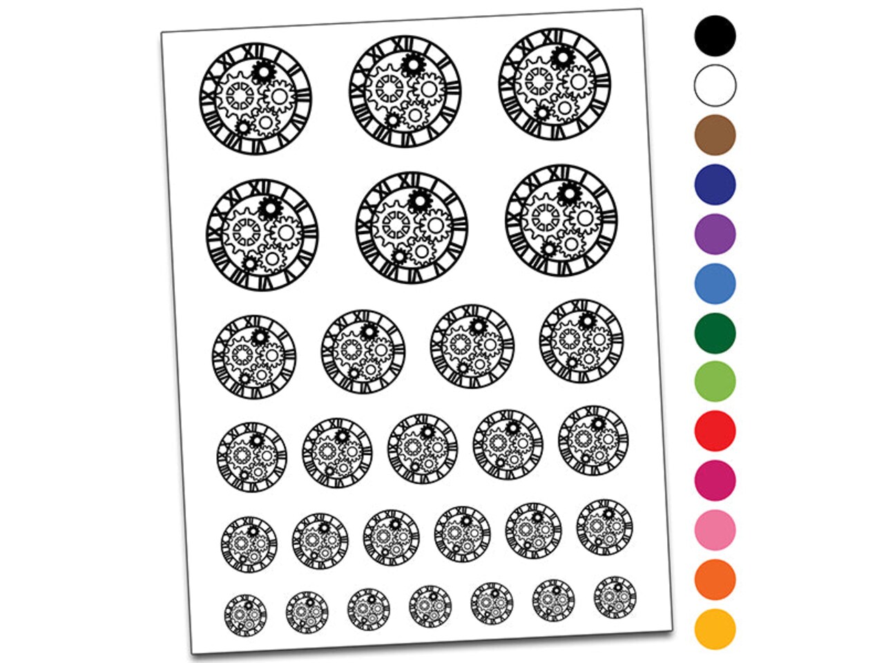 Clock Face with Gears Temporary Tattoo Water Resistant Fake Body Art Set Collection